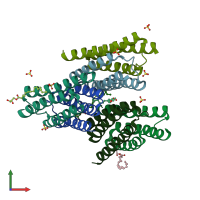 PDB entry 4rng coloured by chain, front view.