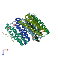 PDB entry 4rng coloured by chain, top view.