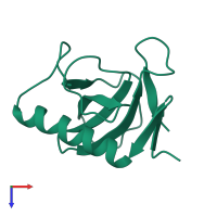 PDB entry 4rnt coloured by chain, top view.