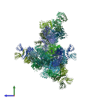 PDB entry 4ro0 coloured by chain, side view.