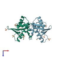 PDB entry 4ro3 coloured by chain, top view.