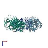 PDB entry 4ro9 coloured by chain, top view.