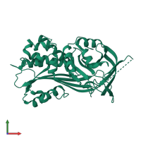 PDB entry 4roa coloured by chain, front view.