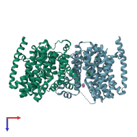 PDB entry 4rp8 coloured by chain, top view.