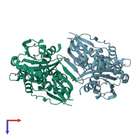 PDB entry 4rpa coloured by chain, top view.