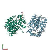 PDB entry 4rpc coloured by chain, front view.