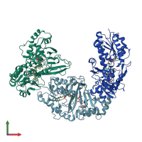 PDB entry 4rph coloured by chain, front view.