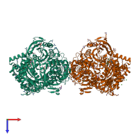 PDB entry 4rpu coloured by chain, top view.