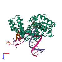 PDB entry 4rpz coloured by chain, top view.