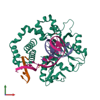 PDB entry 4rq6 coloured by chain, front view.