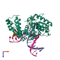 PDB entry 4rq6 coloured by chain, top view.