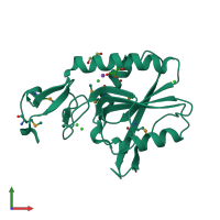 PDB entry 4rqa coloured by chain, front view.