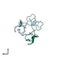 PDB entry 4rqg coloured by chain, side view.