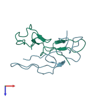 PDB entry 4rqg coloured by chain, top view.
