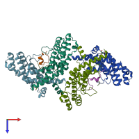 PDB entry 4rqi coloured by chain, top view.