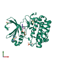 PDB entry 4rqk coloured by chain, front view.