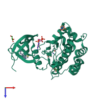 PDB entry 4rqk coloured by chain, top view.