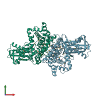 PDB entry 4rqo coloured by chain, front view.