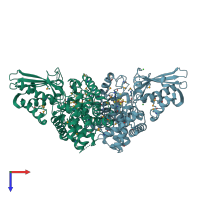 PDB entry 4rqo coloured by chain, top view.