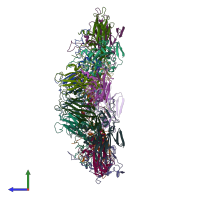 PDB entry 4rqp coloured by chain, side view.