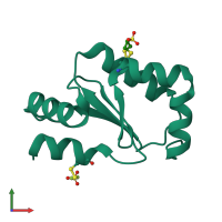 PDB entry 4rqr coloured by chain, front view.