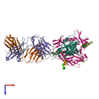 PDB entry 4rqs coloured by chain, top view.