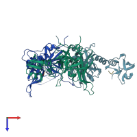 PDB entry 4rqz coloured by chain, top view.