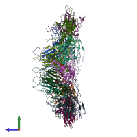 PDB entry 4rr3 coloured by chain, side view.