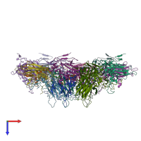 PDB entry 4rr3 coloured by chain, top view.