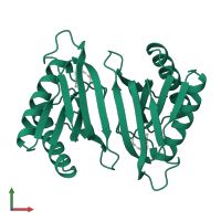 Threonine--tRNA ligase editing subunit in PDB entry 4rr6, assembly 1, front view.