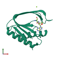 PDB entry 4rr9 coloured by chain, front view.