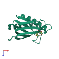PDB entry 4rrb coloured by chain, top view.