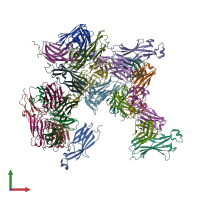 PDB entry 4rrp coloured by chain, front view.