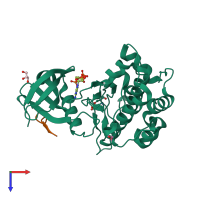 PDB entry 4rrv coloured by chain, top view.