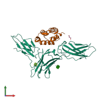 PDB entry 4rs1 coloured by chain, front view.