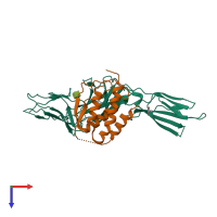 PDB entry 4rs1 coloured by chain, top view.