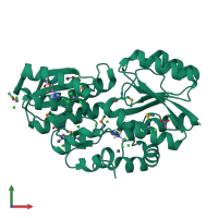 PDB entry 4rs3 coloured by chain, front view.
