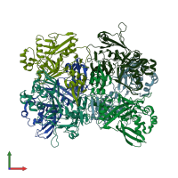 PDB entry 4rs4 coloured by chain, front view.