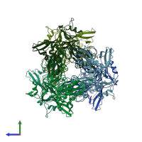 PDB entry 4rs4 coloured by chain, side view.