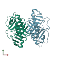 PDB entry 4rs6 coloured by chain, front view.