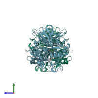 PDB entry 4rse coloured by chain, side view.