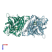 PDB entry 4rse coloured by chain, top view.