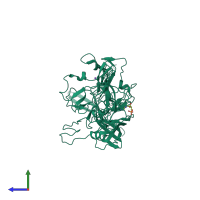 PDB entry 4rso coloured by chain, side view.