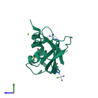 PDB entry 4rte coloured by chain, side view.