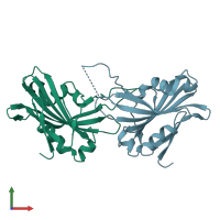 PDB entry 4rth coloured by chain, front view.