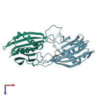 PDB entry 4rth coloured by chain, top view.