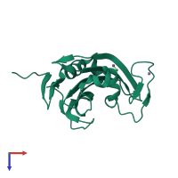 PDB entry 4rti coloured by chain, top view.