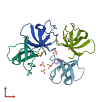 PDB entry 4rtx coloured by chain, front view.
