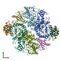 PDB entry 4rub coloured by chain, front view.