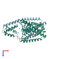 PDB entry 4rue coloured by chain, top view.